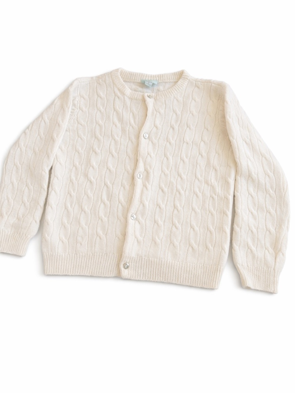 Papo d'Anjo Cream Ribbed Knit Sweater 100 percent cashmere